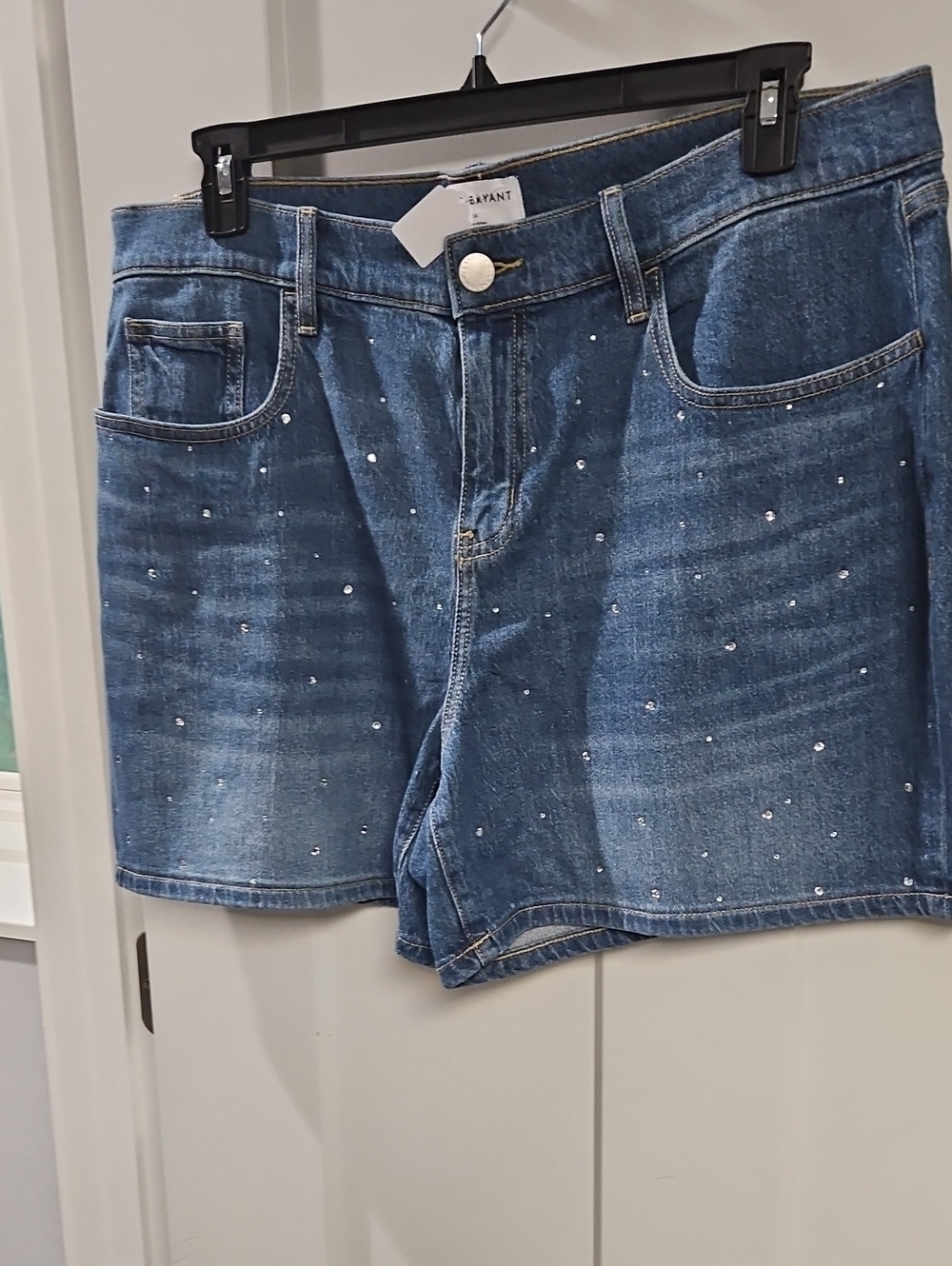 Lane Bryant Blue Denim Shorts with Crystal Accents